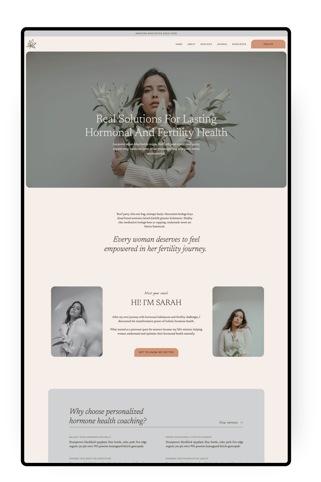 Radiant Roots - Showit Website Template