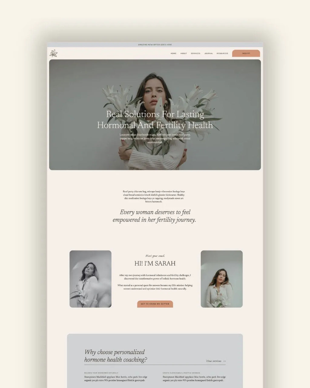 Radiant Roots - Showit Website Template